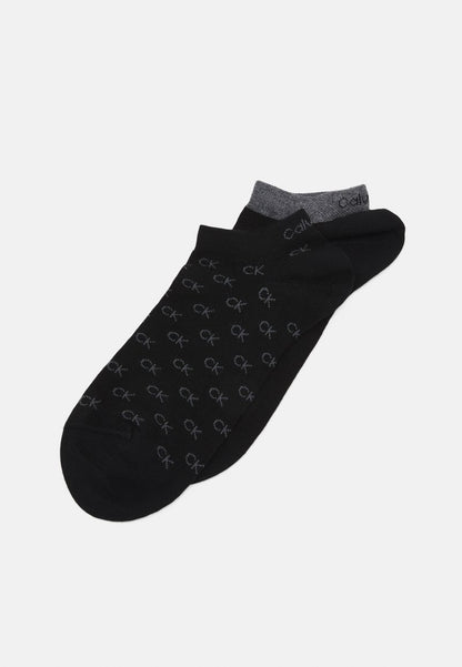 CALVIN KLEIN UNDERWEAR SNEAKER ALL OVER LOGO 2 PACK - Füßlinge - Mid Denim