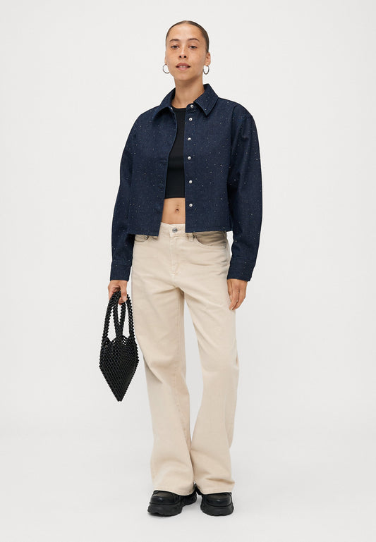 ONLY Petite ONLMAGGIEMAY SHIRT - Button-down Blouse - Dark Blue Denim