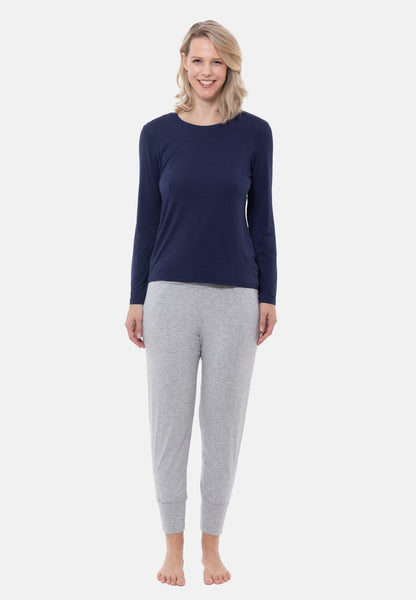 MEY SET - Nachtwäsche Set - Grey Melange True Blue