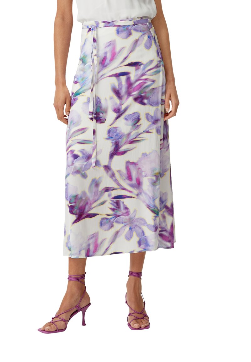 Comma MIDI MIT ALLOVER PRINT - A-Linien-Rock - Weiß