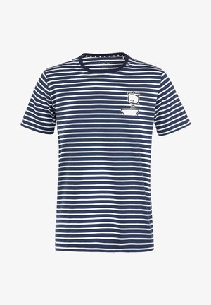 Elkline JOHANN GESTREIFT - T-Shirt Print - Darkblue White