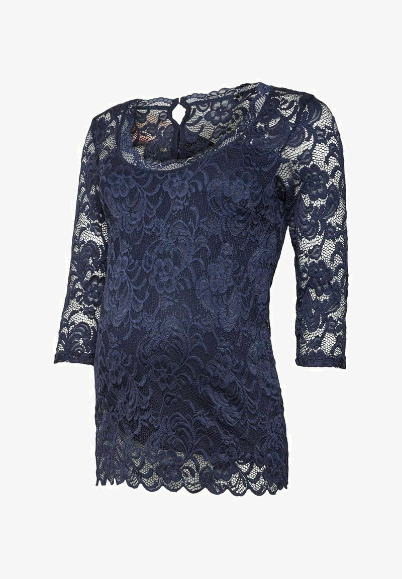 Mamalicious UMSTANDSTOP SPITZEN - Bluse - Navy Blazer