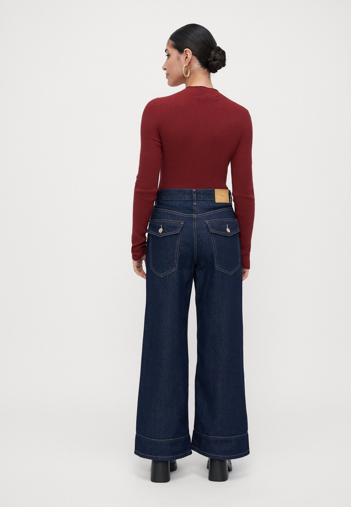 ONLY Petite ONLLINEA DIA - Wide Leg - Dark Blue Denim