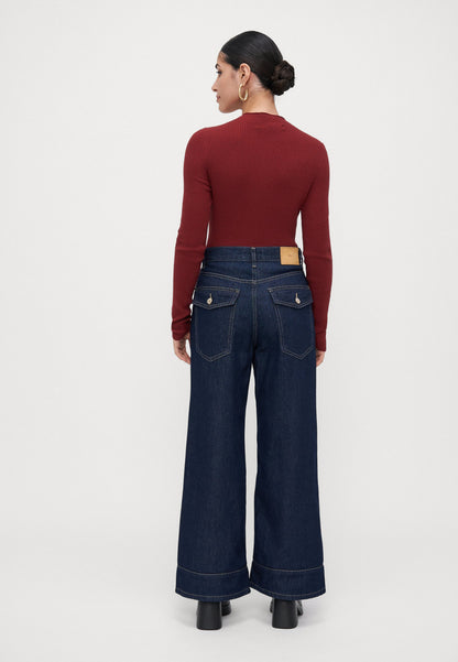 ONLY Petite ONLLINEA DIA - Wide Leg - Dark Blue Denim