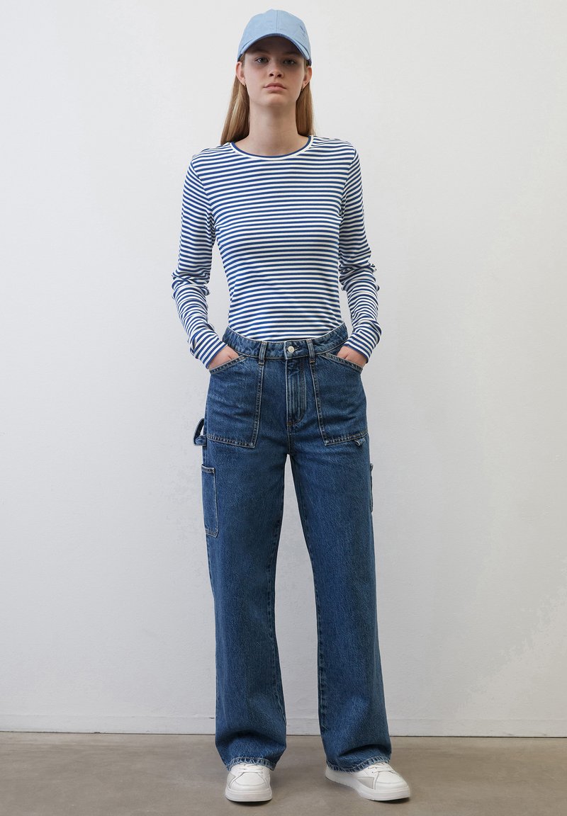 Marc O'Polo DENIM STREIFEN-SLIM AUS STRETCHIGEM - Langarmshirt - Blue