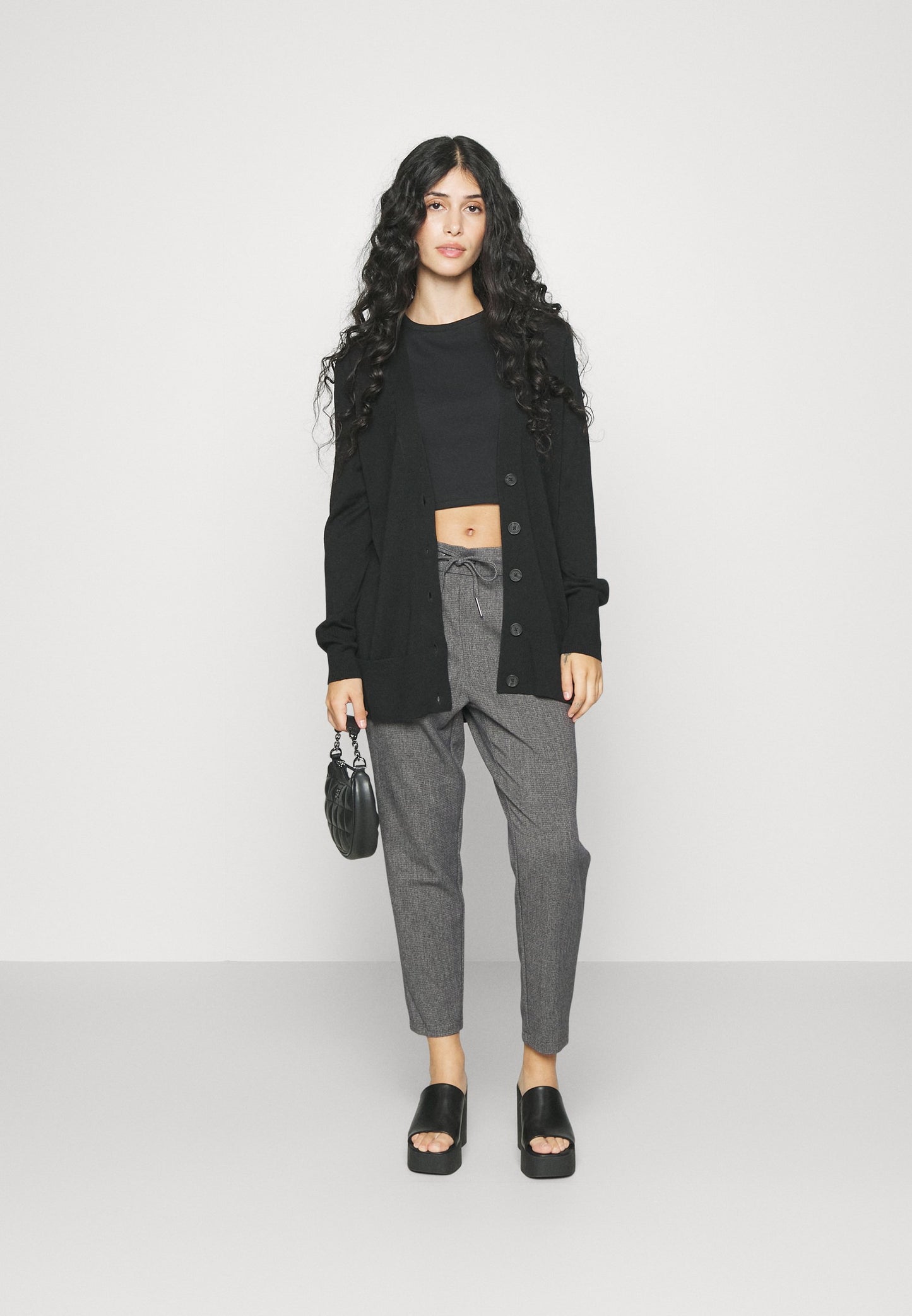 ONLY Petite ONLPOPTRASH ELISE EASY PAN - Trousers - Dark Grey Melange