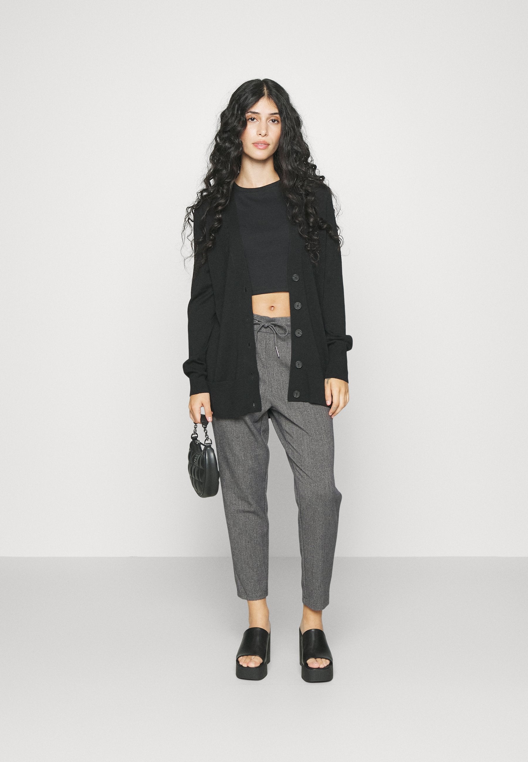 ONLY Petite ONLPOPTRASH ELISE EASY PAN - Trousers - Dark Grey Melange