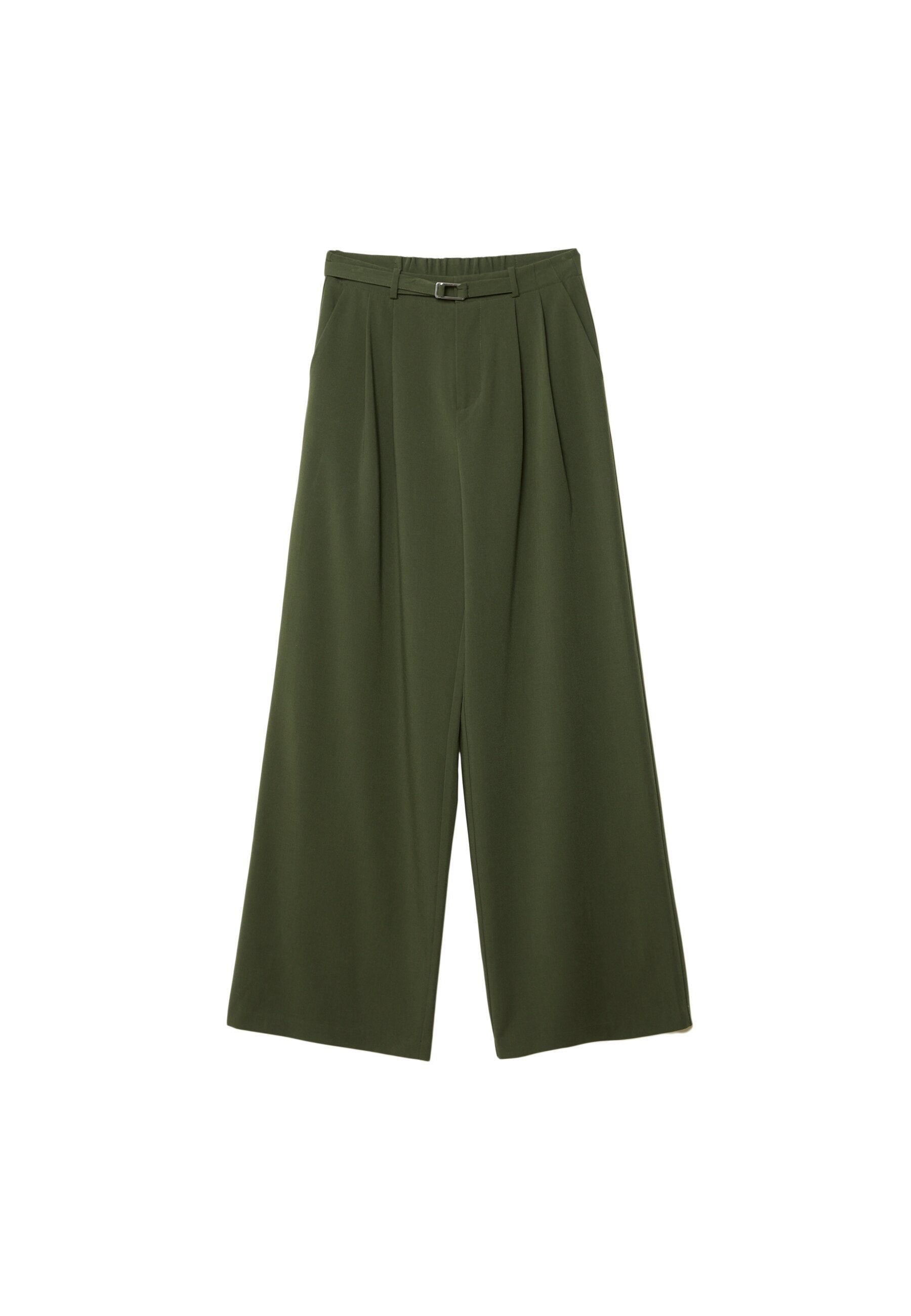 Stradivarius WIDE-LEG WITH BUCKLE DETAIL - Trousers - Black