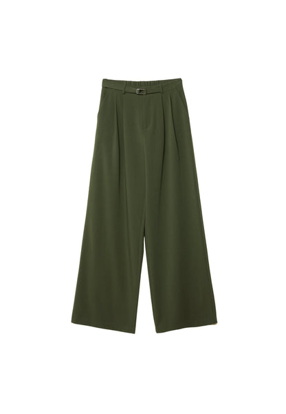 Stradivarius WIDE-LEG WITH BUCKLE DETAIL - Trousers - Black