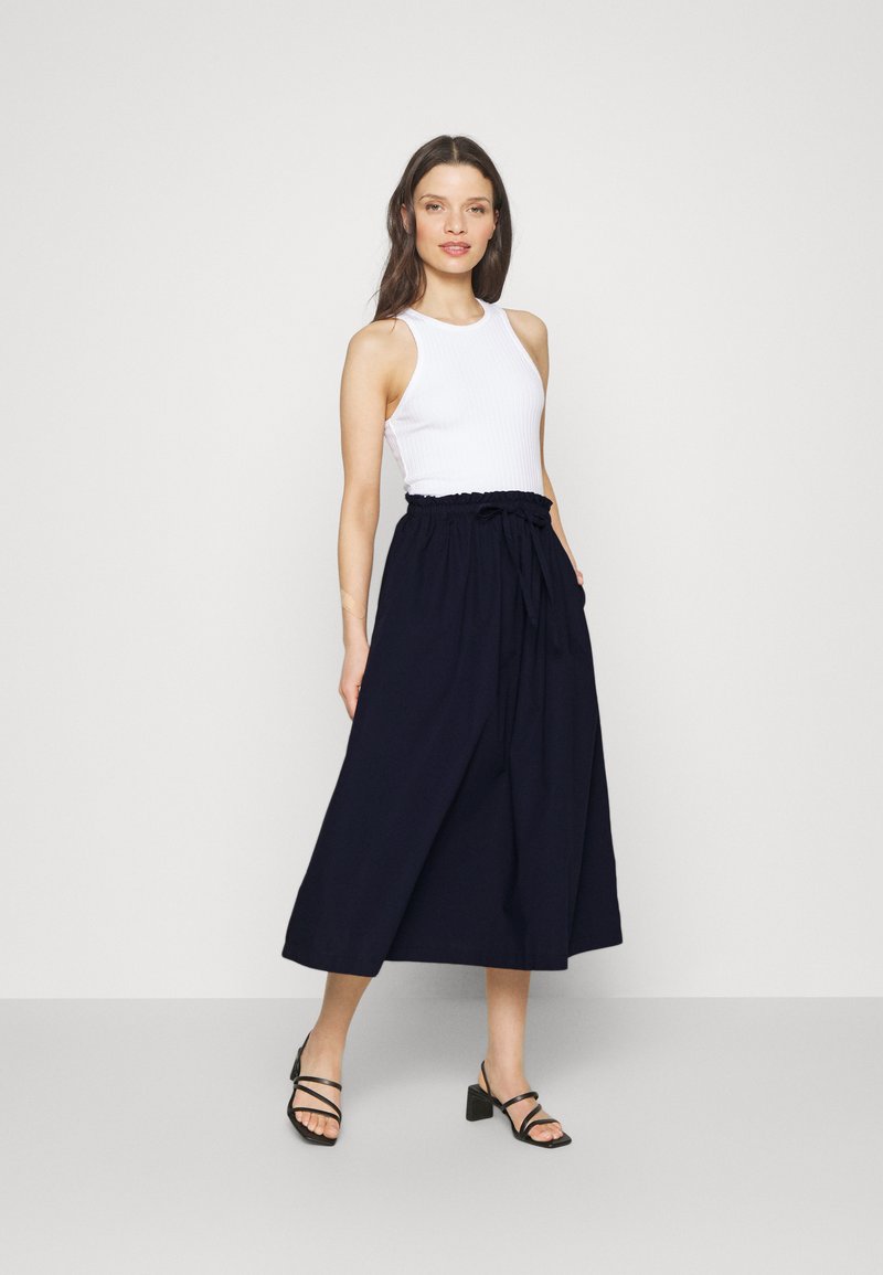  PAPERBAG PULL ON MIDI SKIRT - A-Linien-Rock - Navy Uniform
