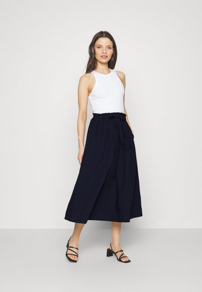  PAPERBAG PULL ON MIDI SKIRT - A-Linien-Rock - Navy Uniform