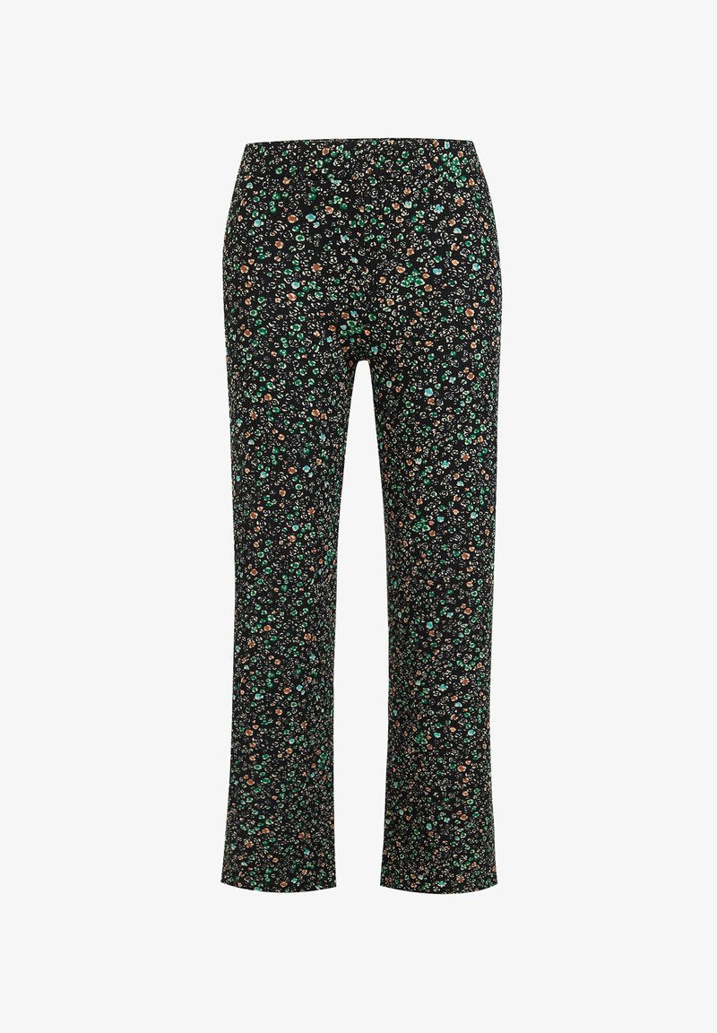 WE FASHION WIDE LEG MET DESSIN - CURVE - Stoffhose - Black