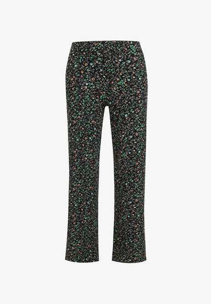 WE FASHION WIDE LEG MET DESSIN - CURVE - Stoffhose - Black