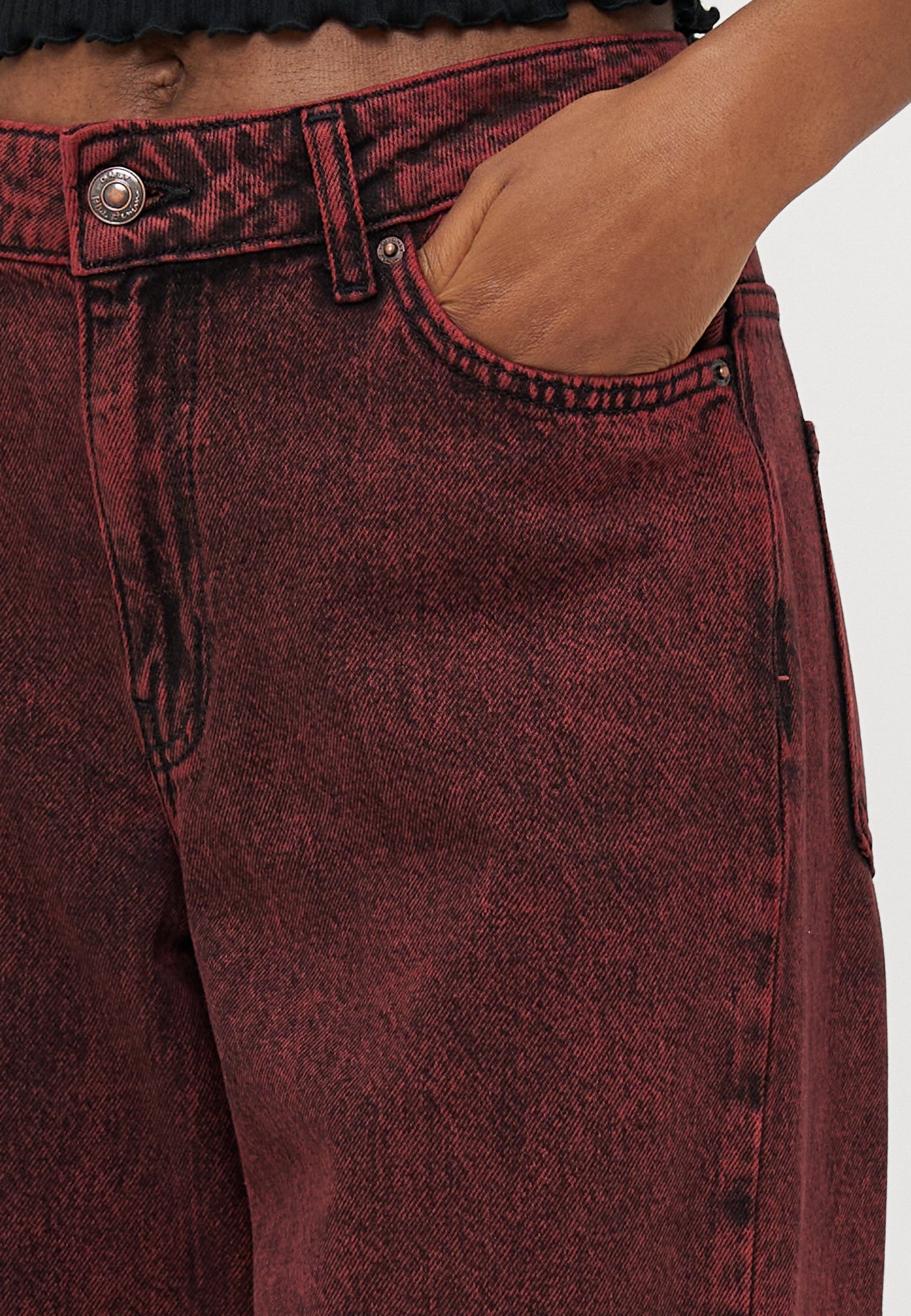 ONLY Petite ONLMADISON SOPH FOLD UP - Wide Leg - Cabernet