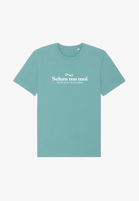  SCHAU MA MOI DANN SENG MAS SCHO - T-Shirt Print - Teal Monstera