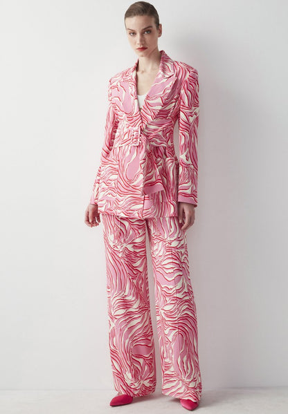 Ipekyol REGULAR FIT PATTERNED WITH FIXED BELT ACCESSORY - Kurzmantel - Pink
