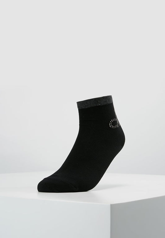 CALVIN KLEIN UNDERWEAR WOMEN SHORT SOCK CRYSTAL LOGO PIPER - Socken - Black