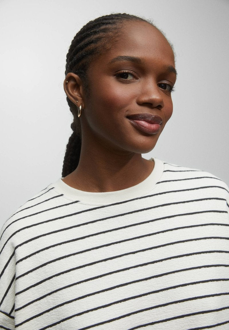 PULL & BEAR STRIPED - Langarmshirt - Mottled Black