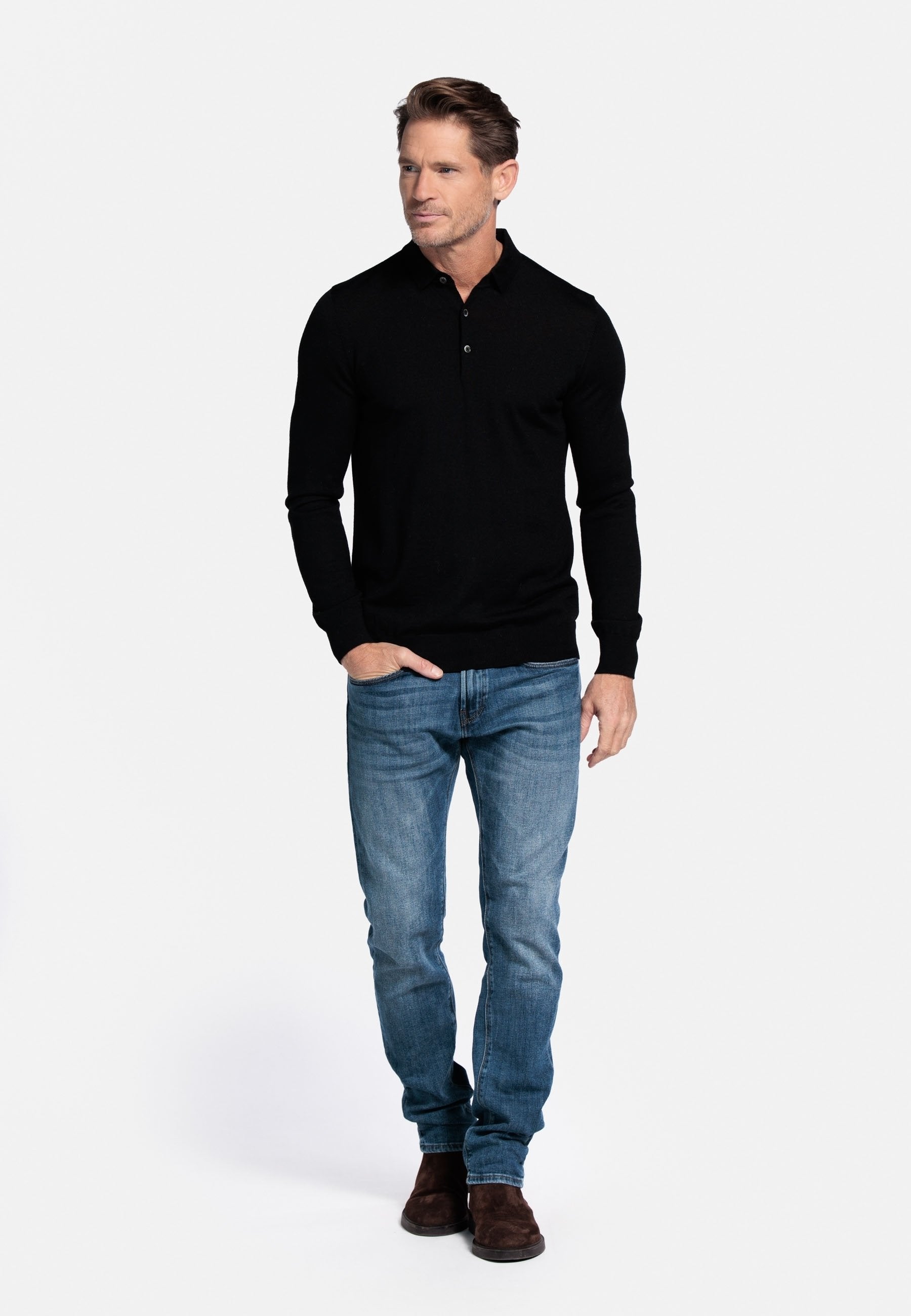 Baileys STANDAARD LANGE MOUW MODERN FIT - Polo Shirt - Black