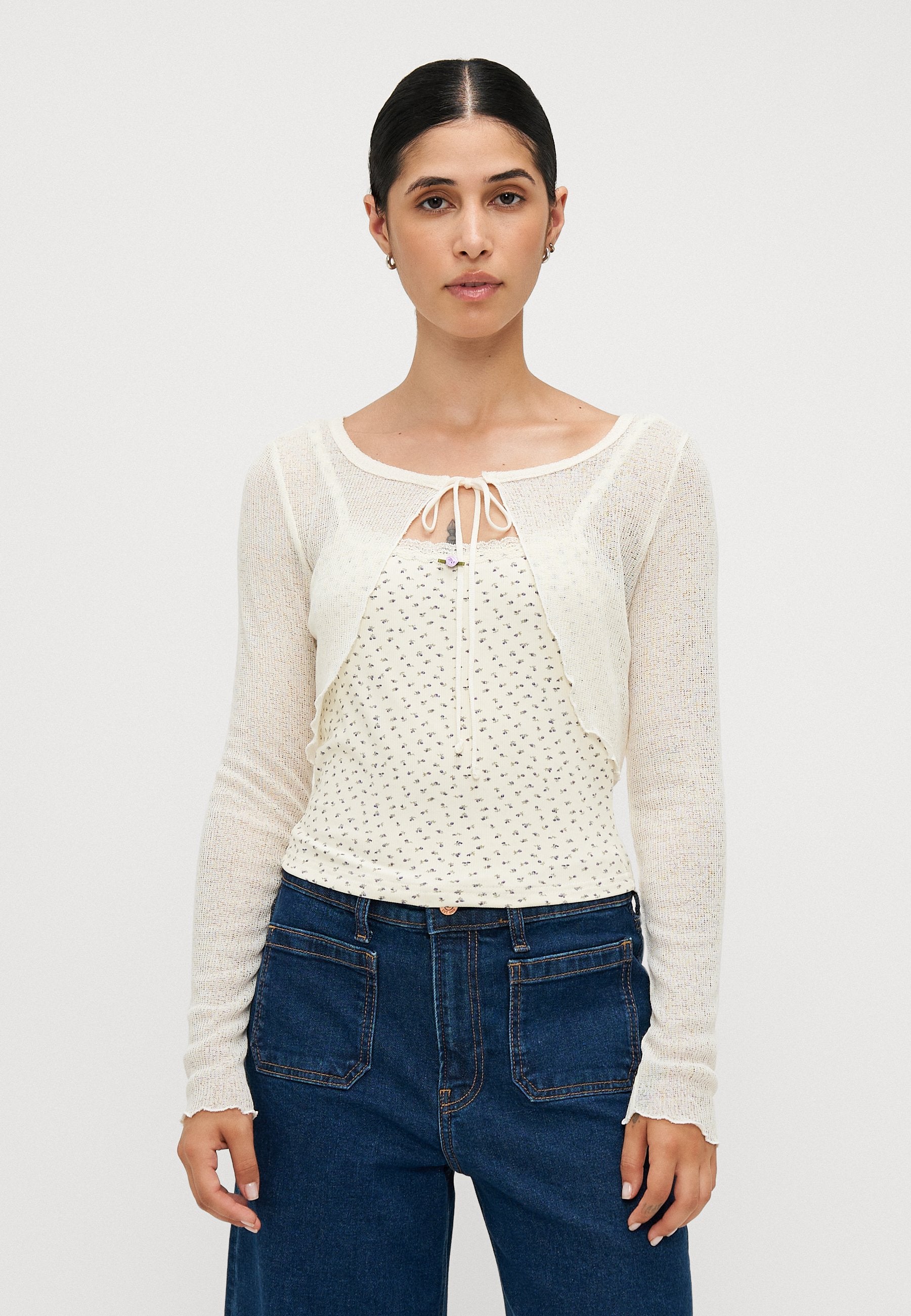 ONLY Petite ONLLEMONE DOUBLE - Long Sleeved Top - Egret