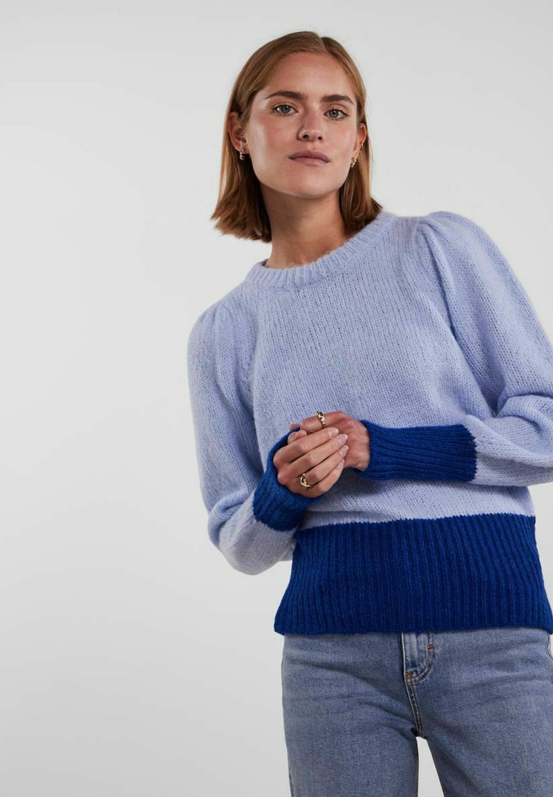 Pieces PCLAYAN LS O-NECK KAC PWP - Strickpullover - Kentucky Blue