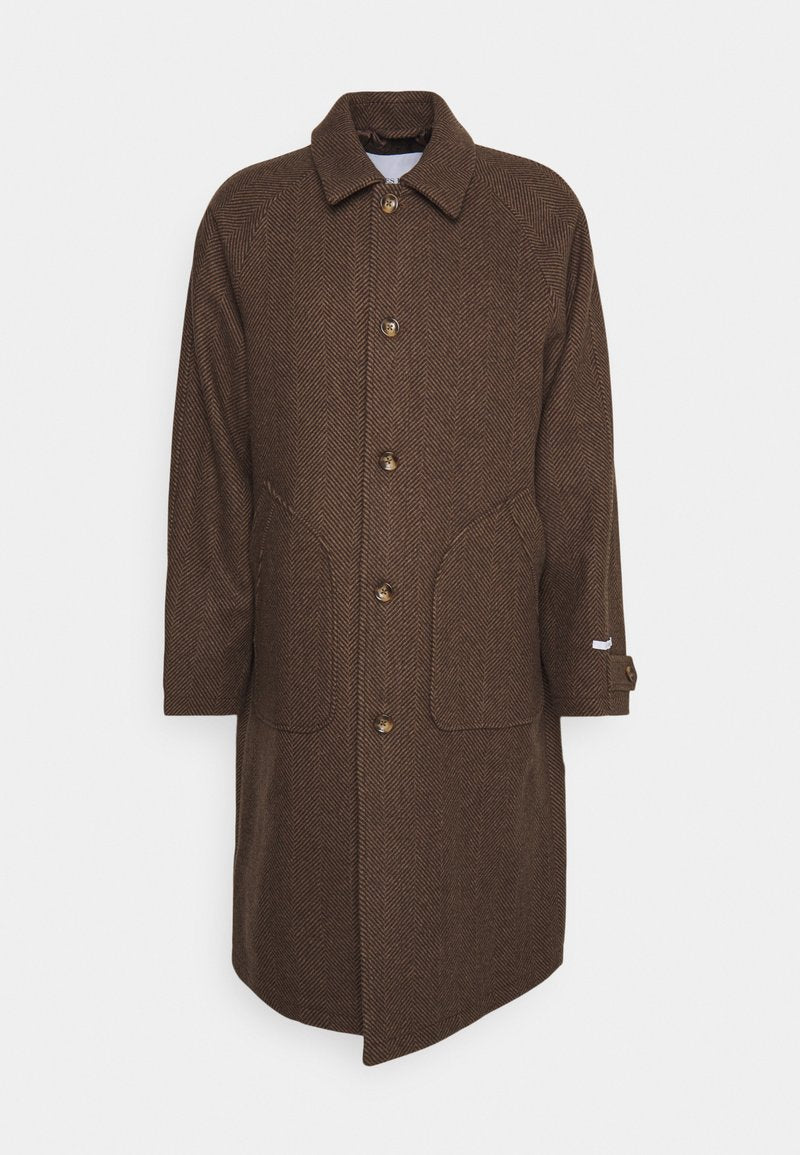 Les Deux MICHAEL HERRINGBONE COAT - Klassischer Mantel - Coffee Brown/walnut