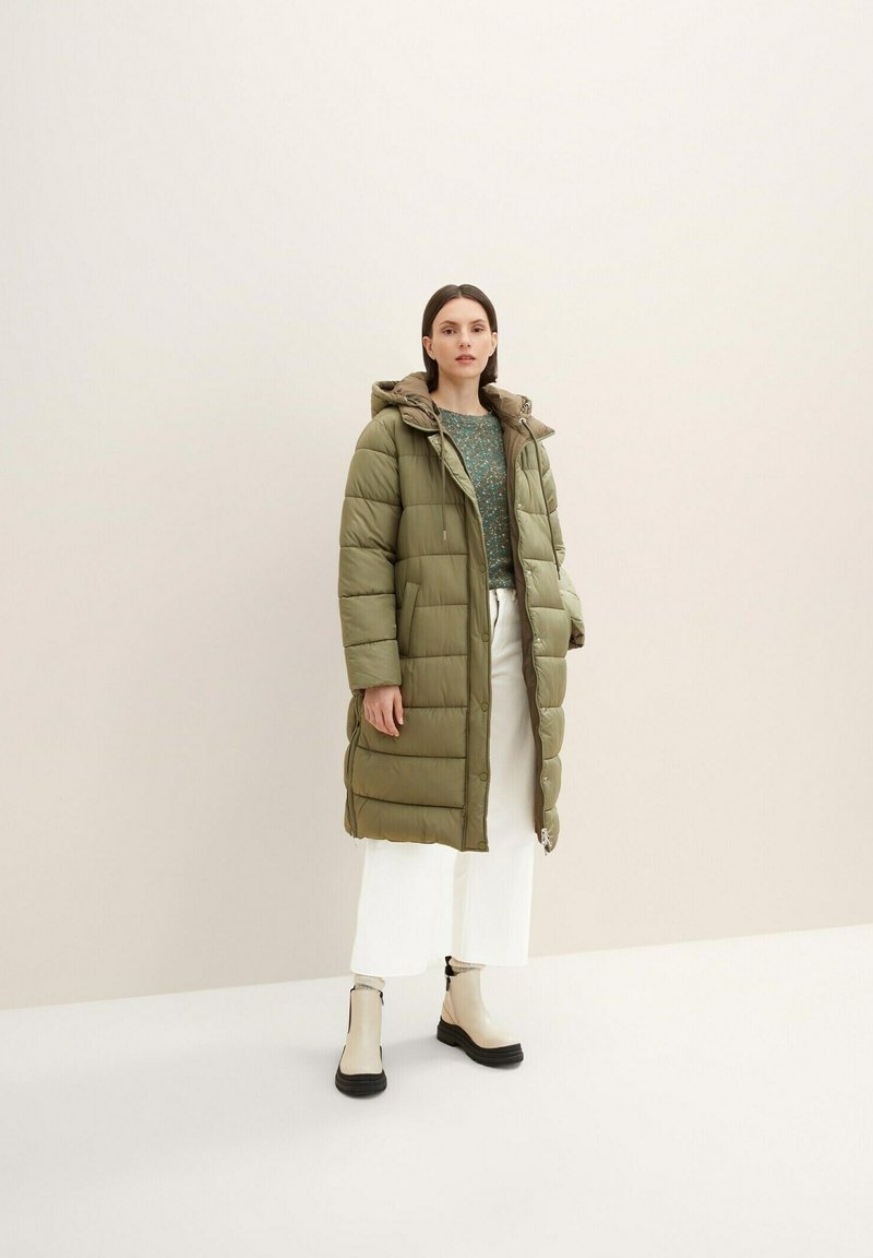 Tom Tailor PUFFER MIT KAPUZE - Wintermantel - Tree Moss Green