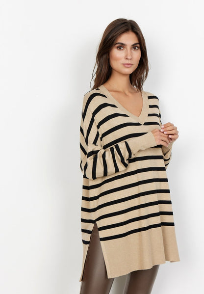 Soyaconcept SC DOLLIE STRIPE - Strickpullover - Sand Mel Combi
