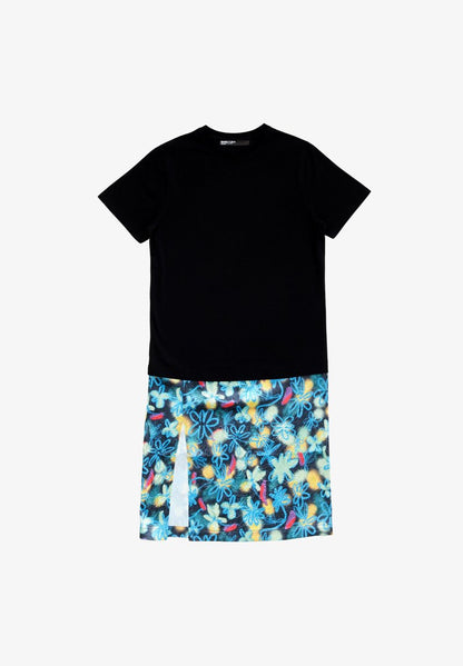  Jerseykleid - Graffiti Flowers Blue