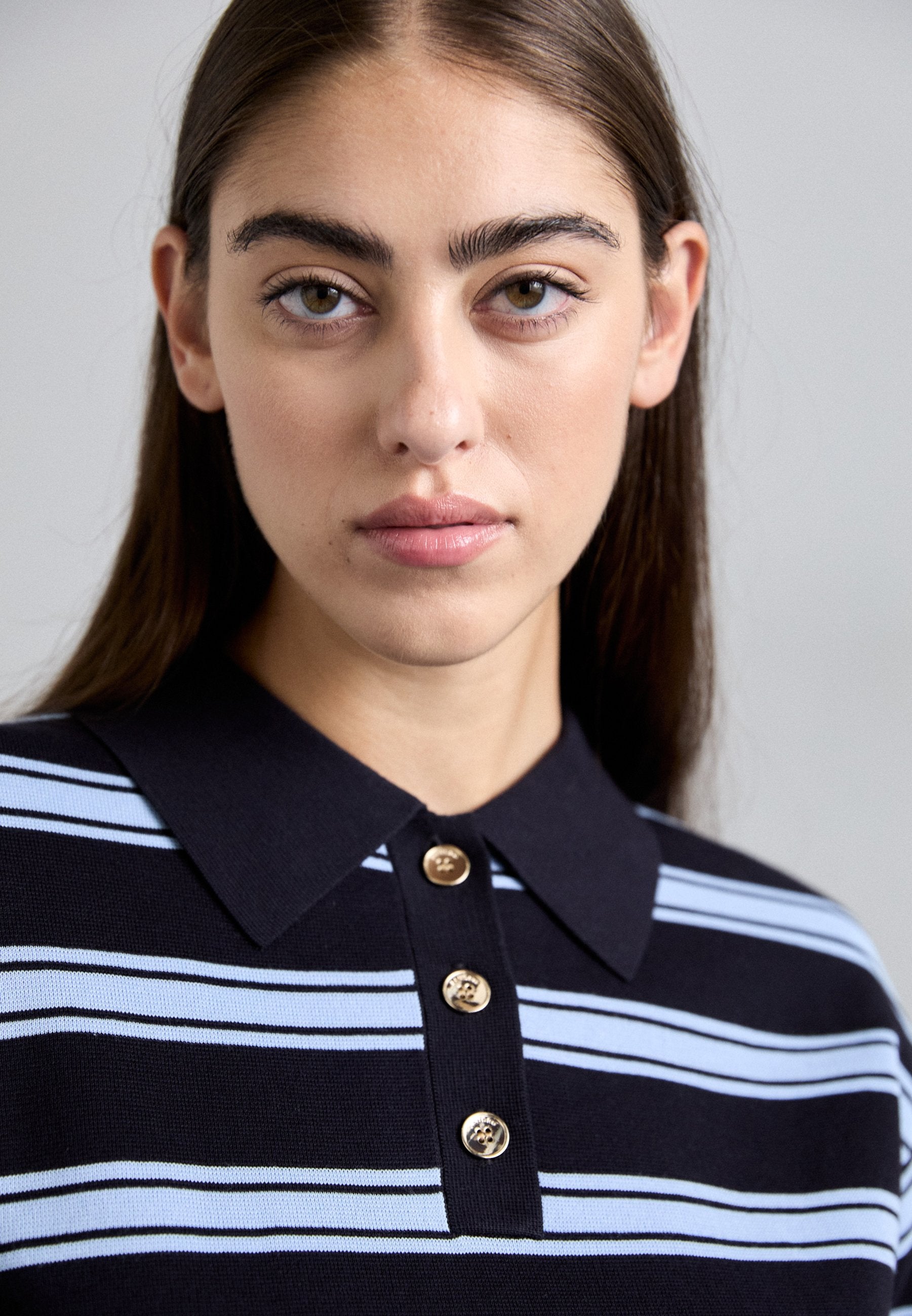 Sandro PULL POLO MANCHES LONGUES RAYE - Jumper - Marine