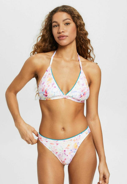 ESPRIT WATTIERTES NECKHOLDER MIT FLORALEM PRINT - Bikini-Top - Teal Blue