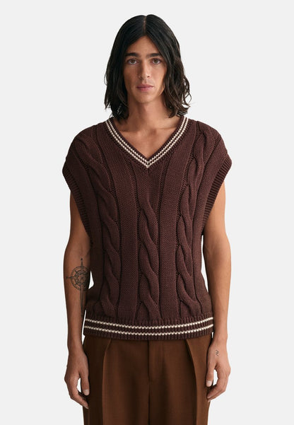 Gant CABLE - T-Shirt Basic - Rich Brown