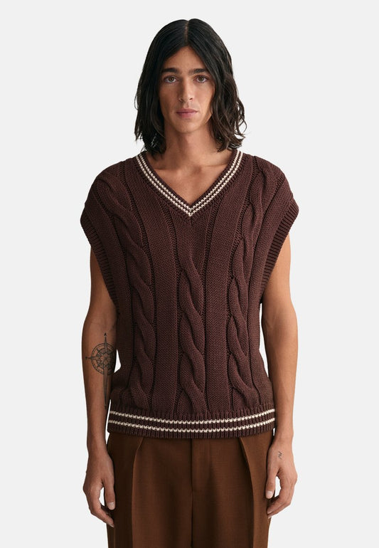 Gant CABLE - T-Shirt Basic - Rich Brown