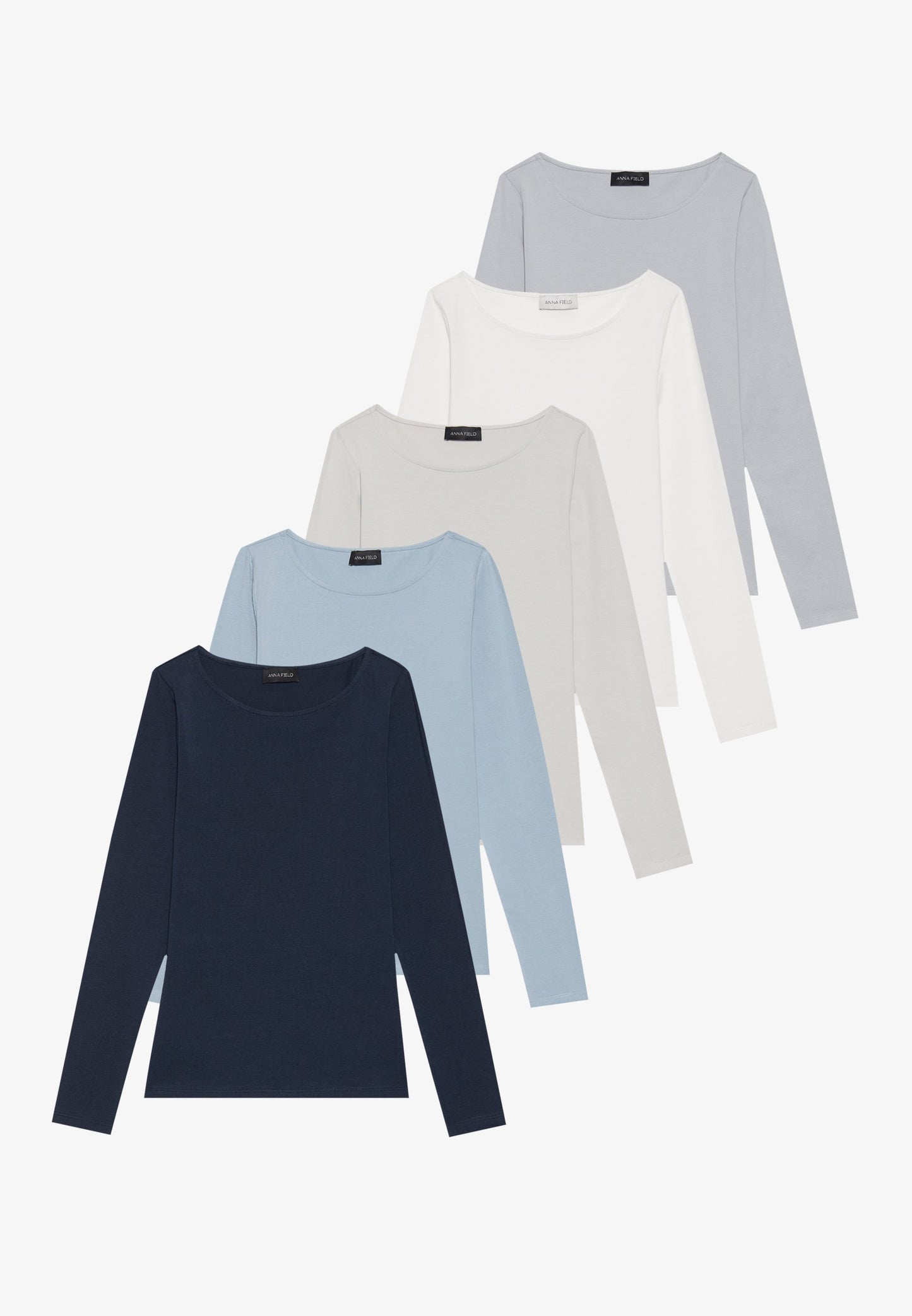 Anna Field 5 PACK - Long Sleeved Top - Black/off White/mottled Grey