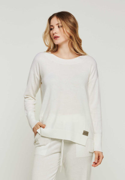  BELLA – FINE KNITTED PULLOVER WITH ROUNDNECK - Pyjama - Offwhite