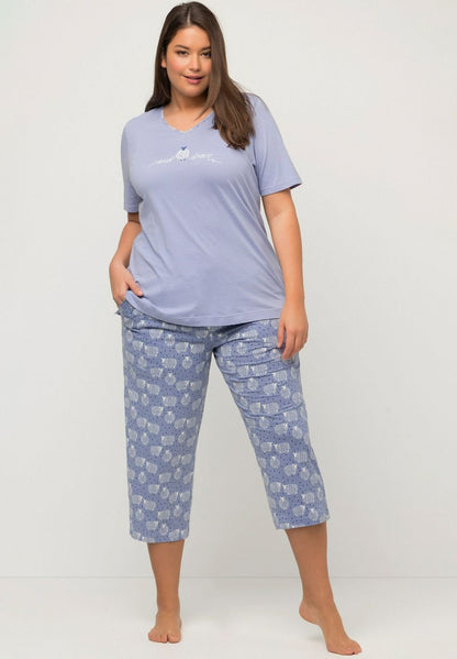 Ulla Popken Nachtwäsche Hose - Purple Blue