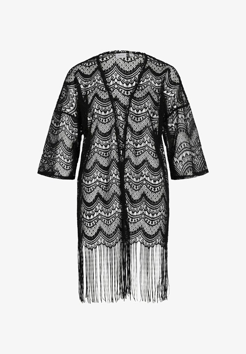 Vila VINOLA FRINGLE KIMONO - Leichte Jacke - Black