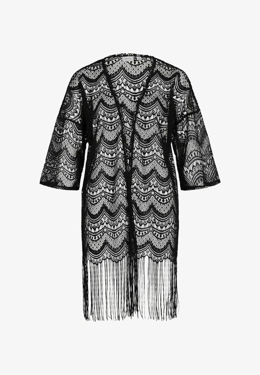 Vila VINOLA FRINGLE KIMONO - Leichte Jacke - Black