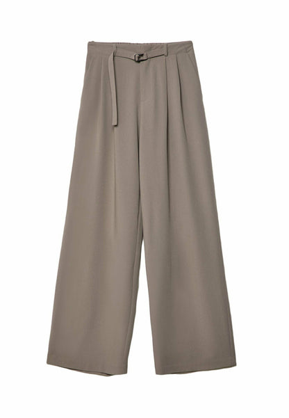 Stradivarius WIDE-LEG WITH BUCKLE DETAIL - Trousers - Black