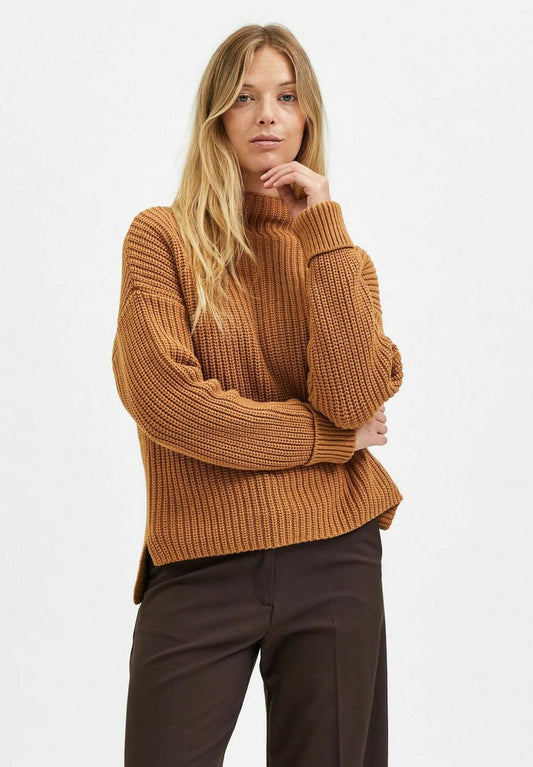 Selected Femme LANGARM SLFSELM - Strickpullover - Braun
