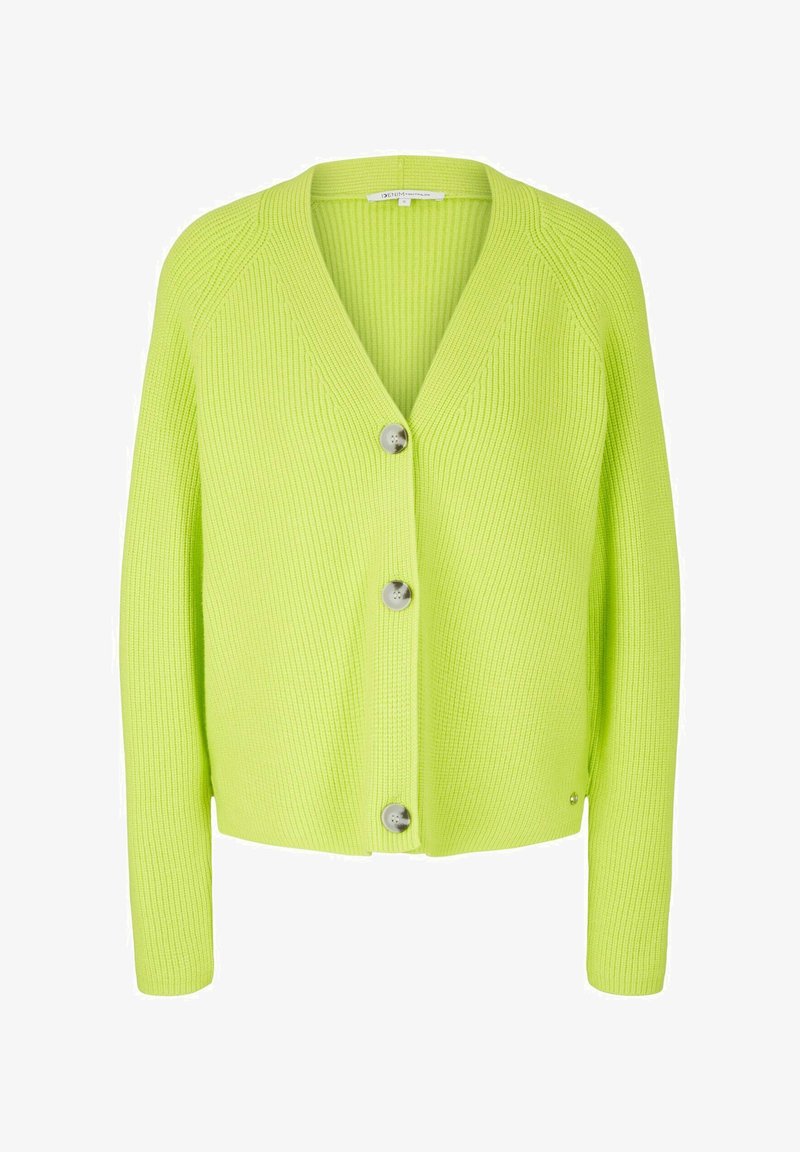 TOM TAILOR Denim V NECK - Strickjacke - Neon Lime