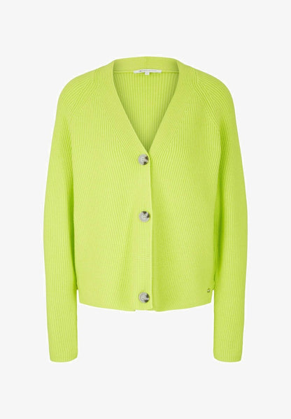 TOM TAILOR Denim V NECK - Strickjacke - Neon Lime