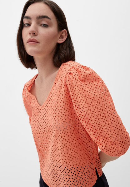 S.Oliver AUS BRODERIE ANGLAISE - Bluse - Papaya