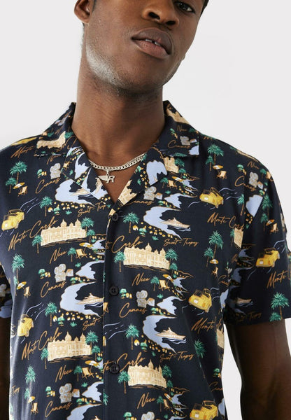  CÔTE D'AZUR BUTTON UP SET - Nachtwäsche Set - Navy
