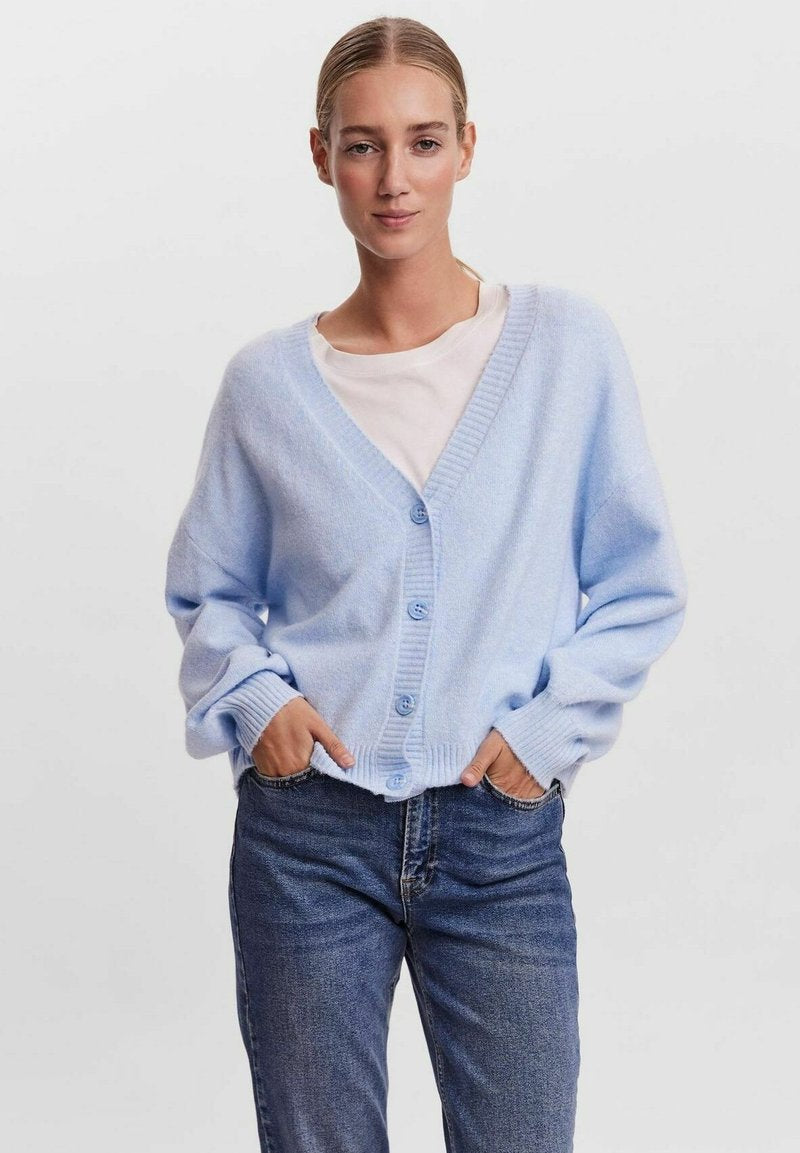 Vero Moda LANGARM V-AUSSCHNITT DOFFY - Strickjacke - Blau