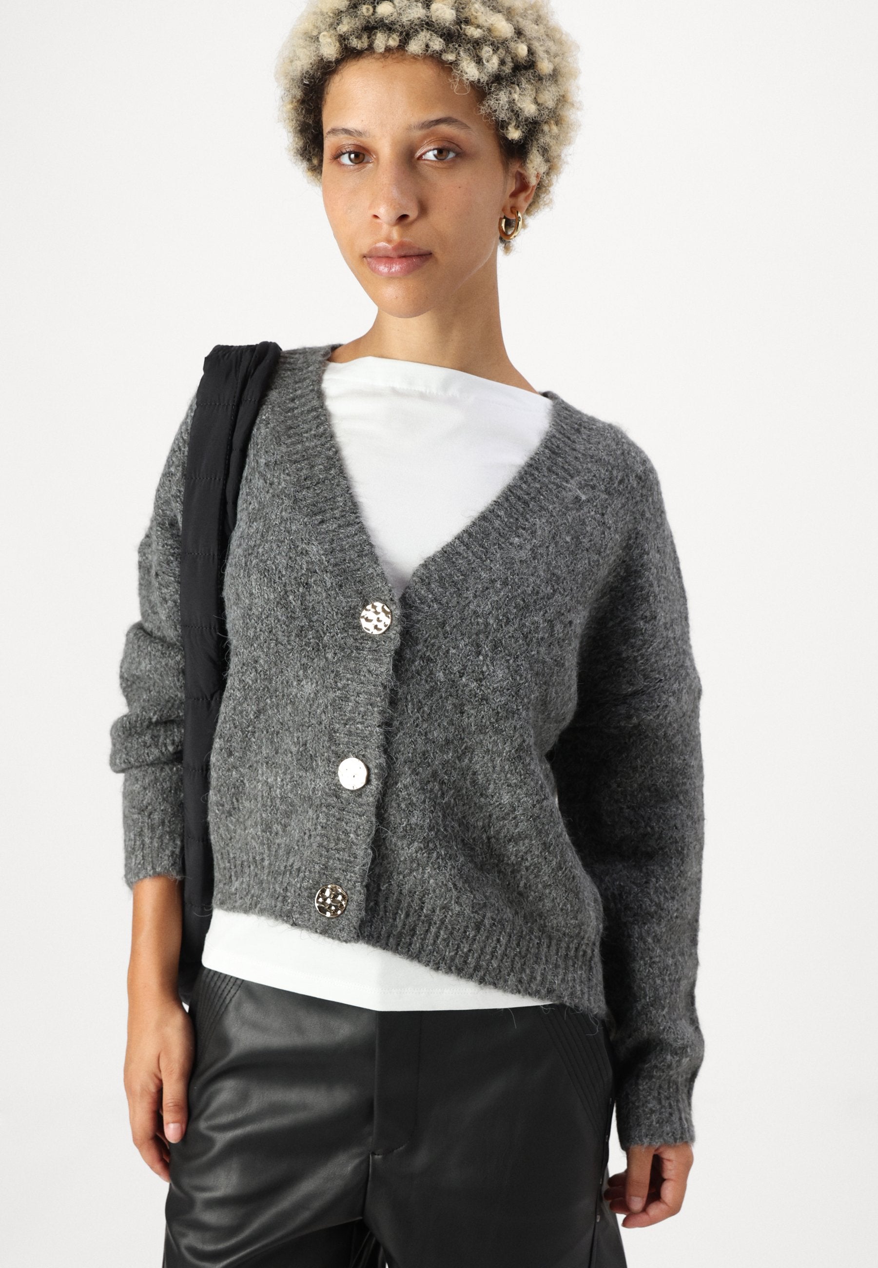 ONLY Petite ONLZOEY CARDIGAN - Cardigan - Dark Grey Melange