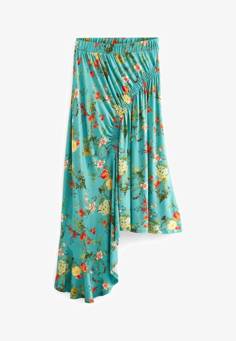Next PREEN X ASYMMETRIC RUCHED STANDARD - Maxirock - Teal Blue Floral