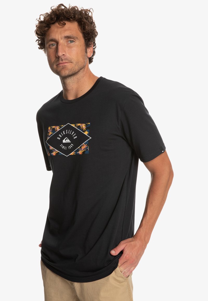 Quiksilver CIRCLED LINE SS - T-Shirt Print - Black