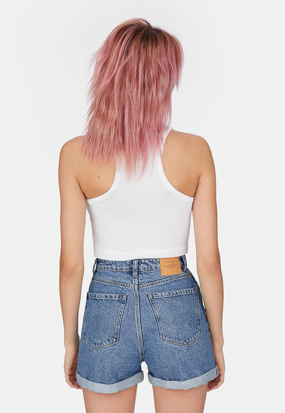 Stradivarius MOM-FIT - Jeans Shorts - Blue Denim