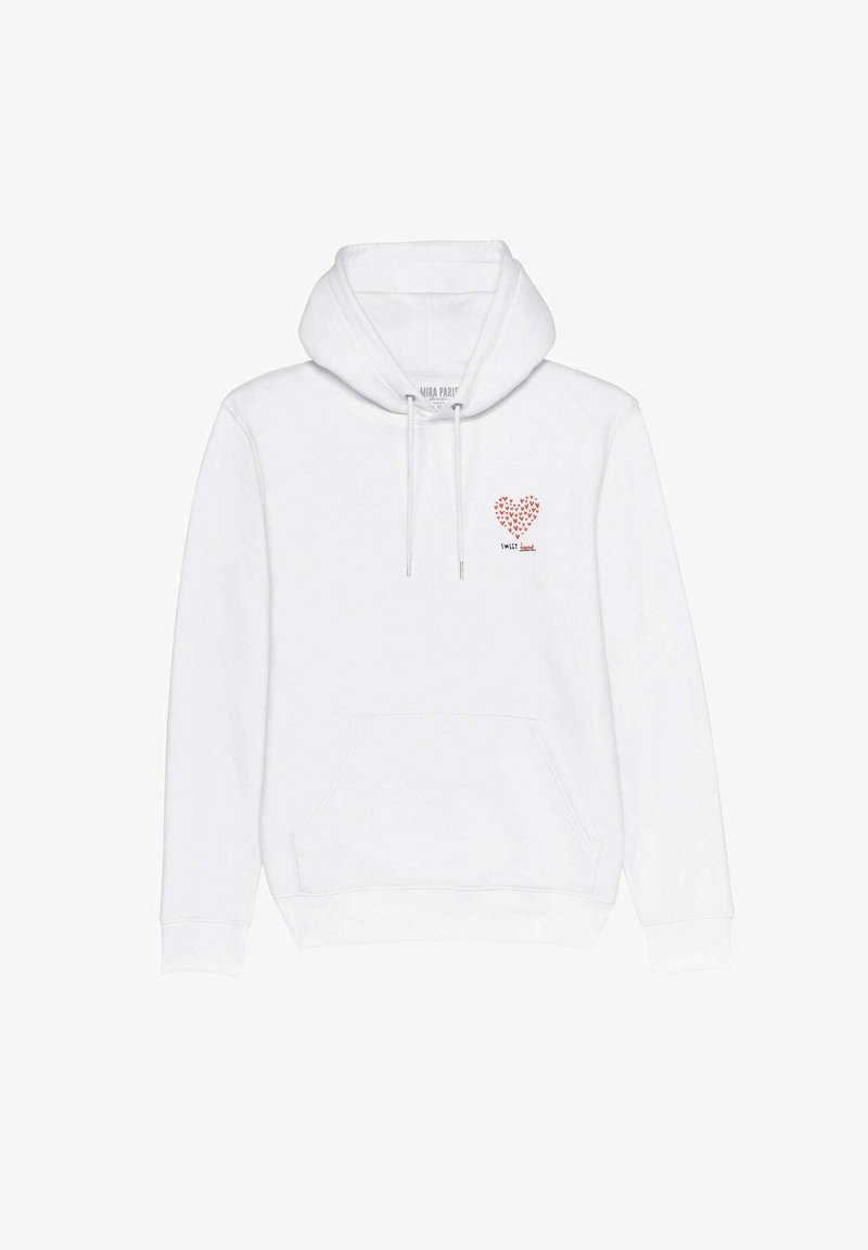  SWEET HEART EMBROIDERY UNISEX - Kapuzenpullover - White